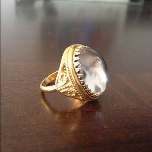 Anthropologie- Gold & Glass Stone Ring