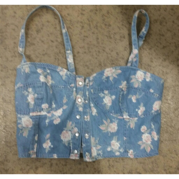 Denim - Floral Crop top