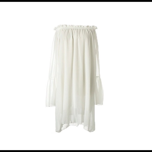AVAILABLE!!! SEXY CHIFFON WHITE OFF SHOULDER DRESS - Picture 4 of 4