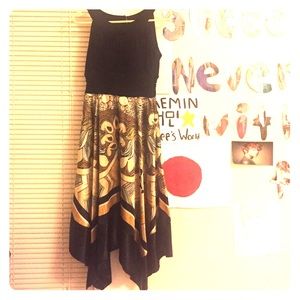 Black dress with brown patterns