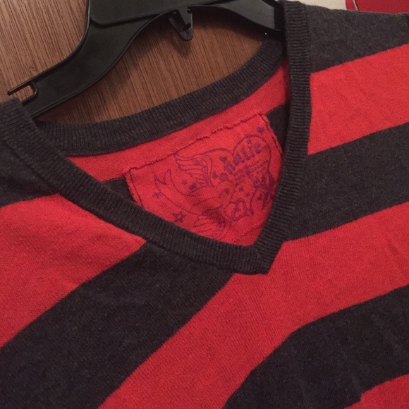 ⚠️SOLD⚠️Orange and grey striped sweater - Picture 4 of 4