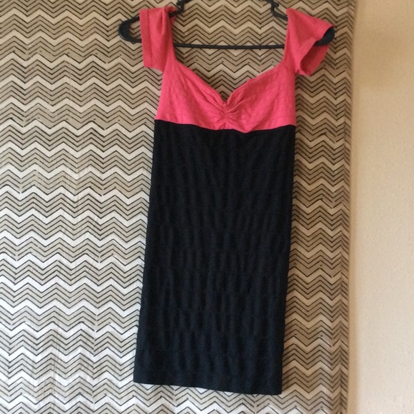 BEBE hot pink and black spandex dress