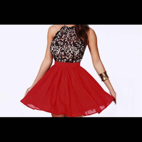 Thin cross strap black red bit of white dress - Picture 2 of 2