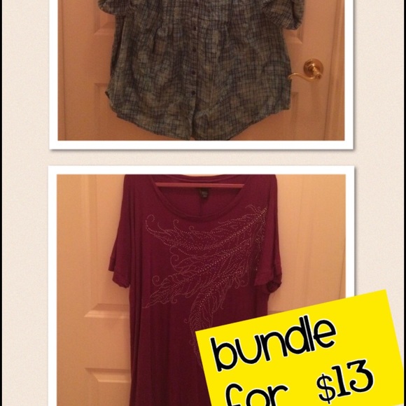 Blue plaid top and purple top