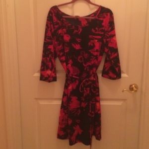 Red and navy floral dress