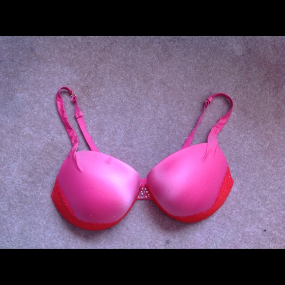 36ddd vs bra red lace, pink and rhinestone
