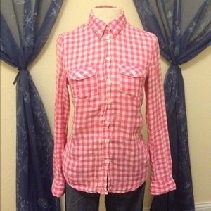 H&M Gingham Pink Button Up