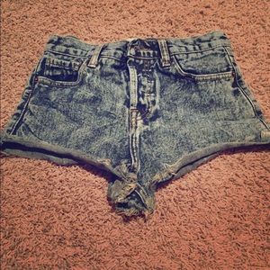 Acid wash shorts