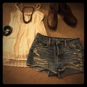 American Eagle Denim Distressed Short Shorts