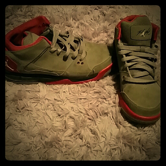 Grey and red Jordan's