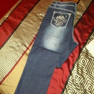 denim straight leg pants