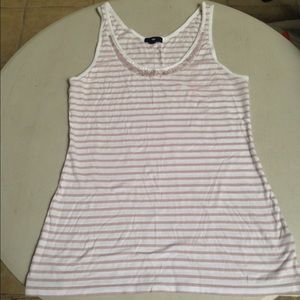 GAP Light Pink Striped Tank with Sequined Neckline