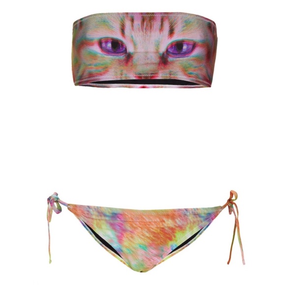 Topshop Other - Topshop Pink Hologram Cat Kitty Bandeau Bikini Set