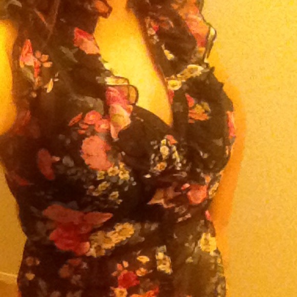 Sheer Flowered ruffle top