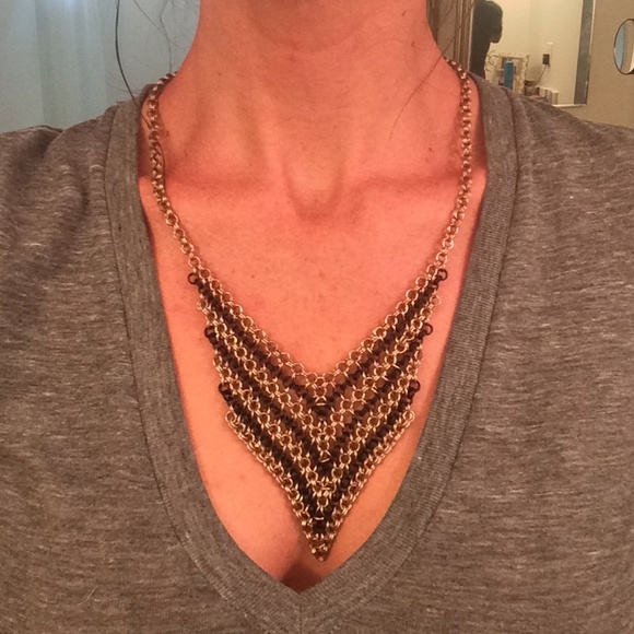 Gold & black chevron necklace
