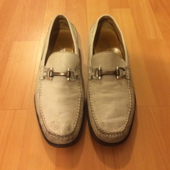 Salvatore Ferragamo crown white men's loafer shoes