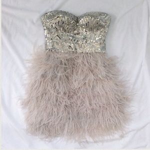 Bebe sequin & feather dress