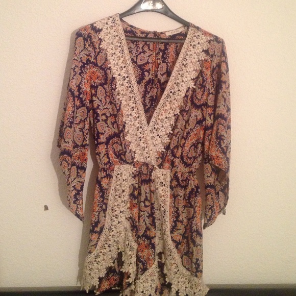 3/4 sleeve boho romper