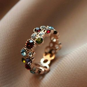 Round Multicolor Ring Love Elegant