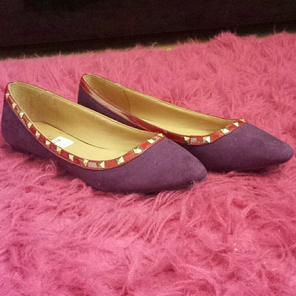 Dark purple suede flats