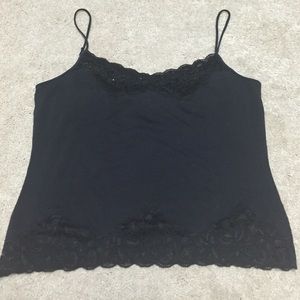 Black Cami Tank with Lace and Beading
