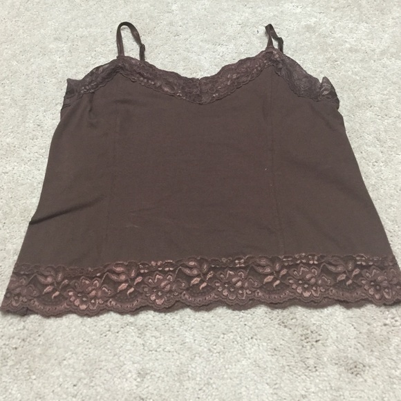 Dark Brown Cami Tank with Lace