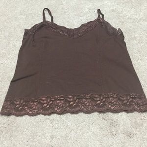 Dark Brown Cami Tank with Lace