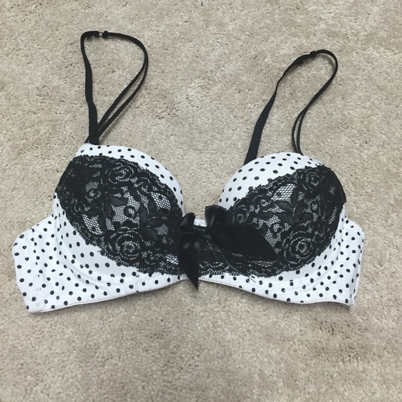 Black & White Polka Dot & Lace Bra