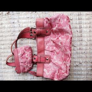 Coach Hibiscus Pink Tote with Wristlet