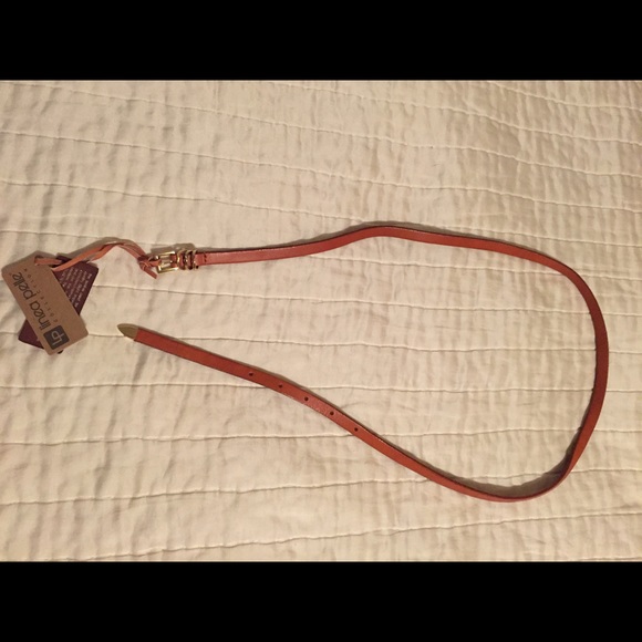 Linea Pelle Brown Leather Skinny Belt- Medium