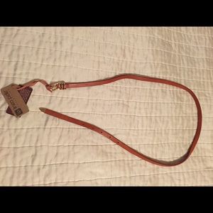 Linea Pelle Brown Leather Skinny Belt- Medium