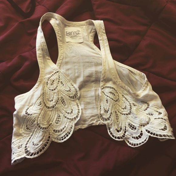 Cream crop vests