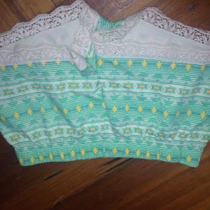 Tribal print laced shorts.