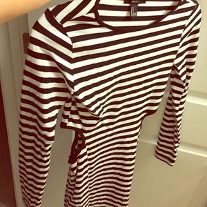 Forever 21 Black White Stripe Cutout Dress
