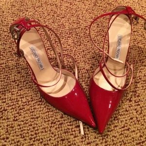 Luciano Padovan new red patent pumps.