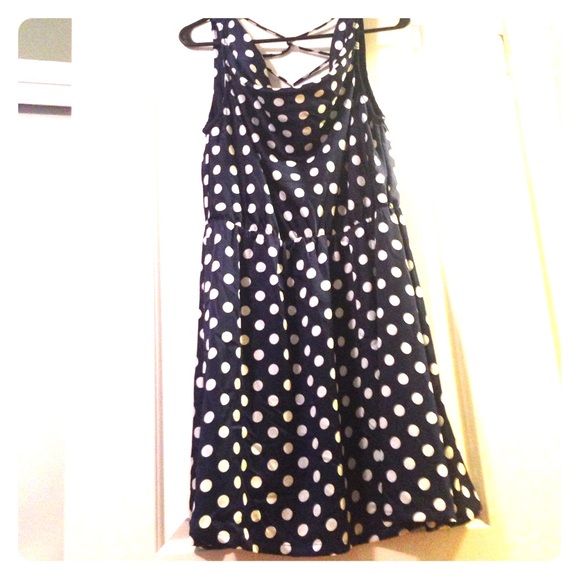 Navy blue polkadot dress