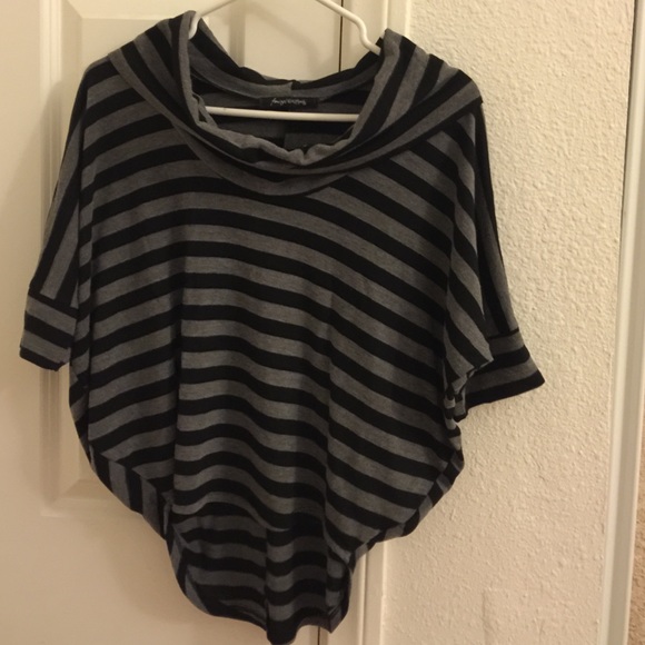 Foreign Exchange black and gray stripe blouse - Picture 1 of 4