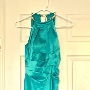 Jade Ruched Halter-neck Satin Dress