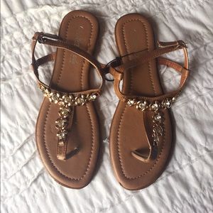 Brown beaded sandals