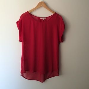 Daniel Rainn sheer red blouse