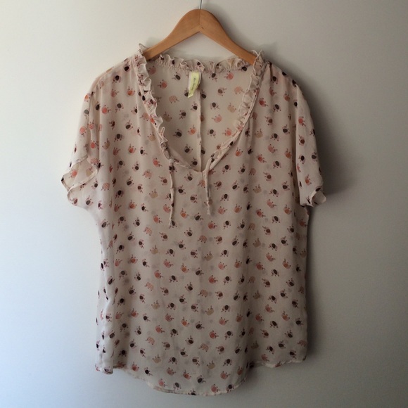Elephant print sheer blouse