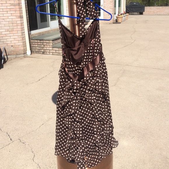 Brown and cream polka dot chiffon dress - Picture 2 of 2