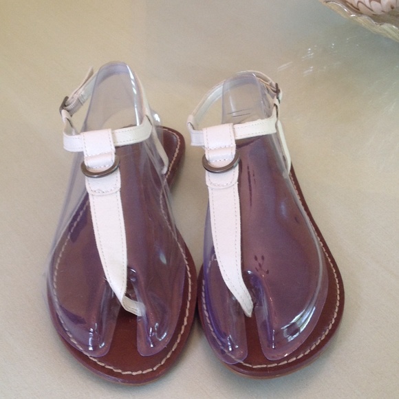 White T-strap sandals