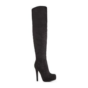Black suede thigh high boots !