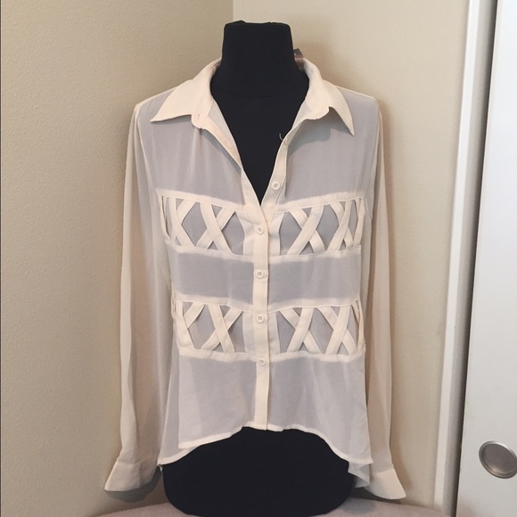 LF lace cross cross blouse