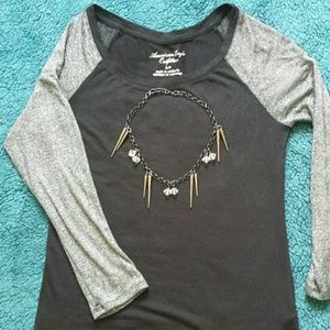 American Eagle sparkly top and spike/gem necklace