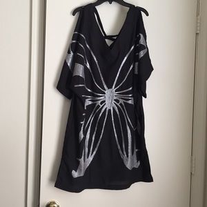 Black and silver sequins butterfly dress