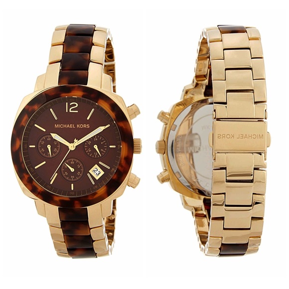 MICHAEL KORS l Two-Tone Tortoise Chronograph Watch