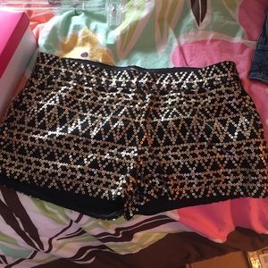 Black and Gold Sequined Shorts
