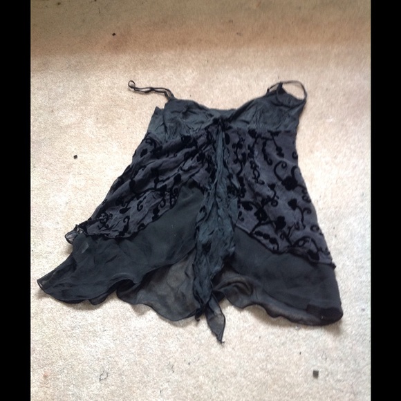 Express top, goth layered top with velvet detail